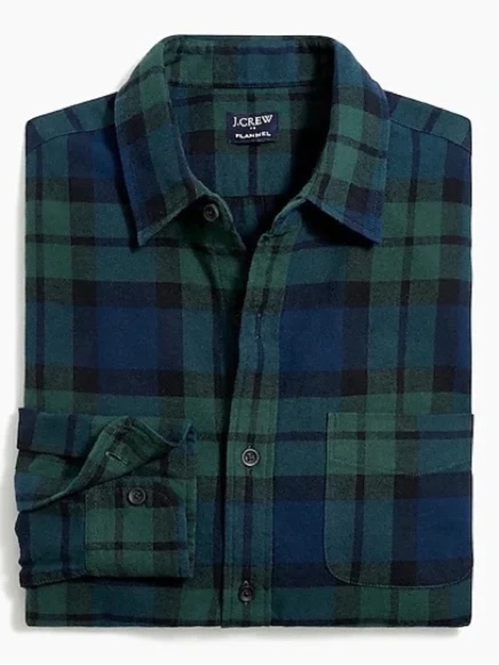 J. Crew Blue and Green Plaid Casual Button-Down Shirt